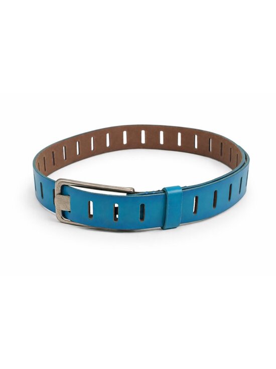 Linea Pelle Accessories - Linea Pelle Blue Leather Belt – Size M/L – Genuine Leather